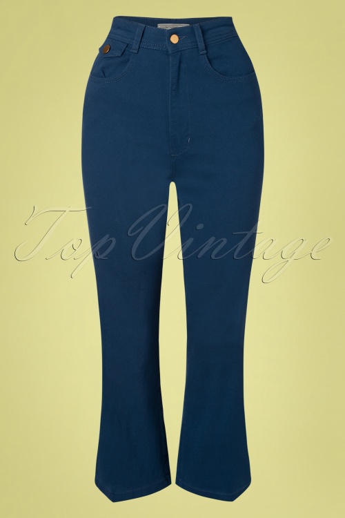 Mademoiselle YéYé - 70s Right On Trousers in Blue 2