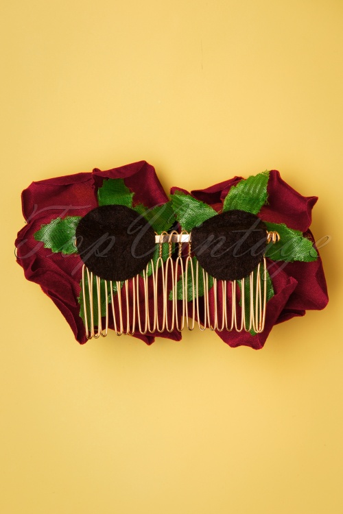Banned Retro - 50s Be My Valentine Hairpin in Burgundy 4