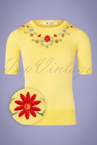 Mak Sweater - 50s Daisy Floral Top in Yellow 2