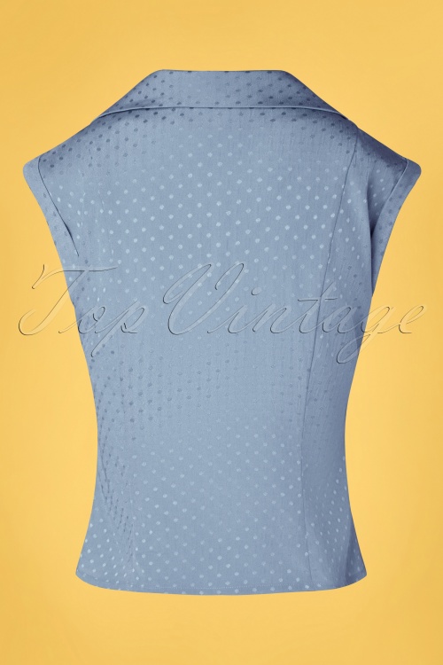 Banned Retro - 40s Afternoon Tea Spot Blouse in Light Blue 2