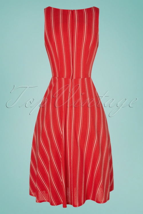 Banned Retro - 50s Sailor Stripes Swing Dress in Red 2