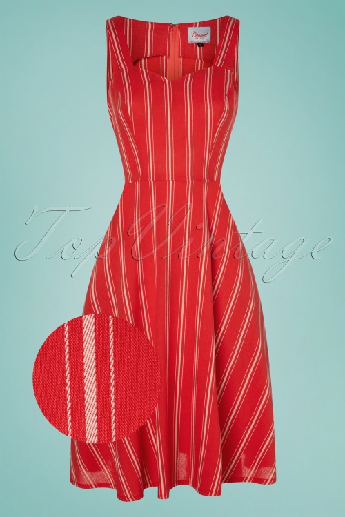 Banned Retro - Sailor Stripes Swing-Kleid in Rot