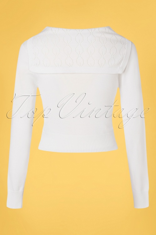 Banned Retro - 50s Miss Independent Cardigan in White 2