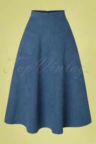 Banned Retro - 50s Book Smart Pinafore Swing Dress in Blue 2