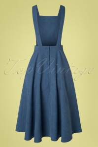 Banned Retro - 50s Book Smart Pinafore Swing Dress in Blue 3