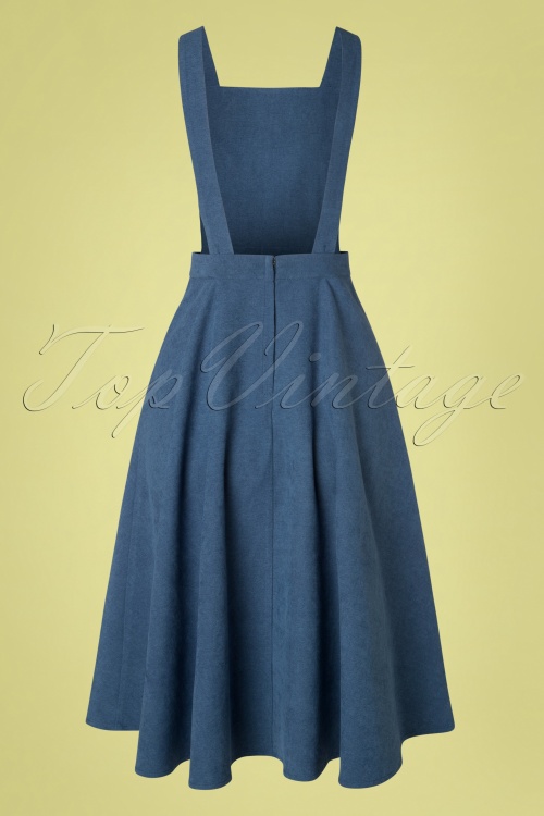 Banned Retro - Book Smart overgooier swing-jurk in blauw 3