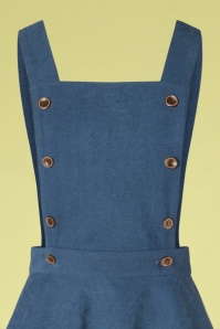 Banned Retro - 50s Book Smart Pinafore Swing Dress in Blue 4