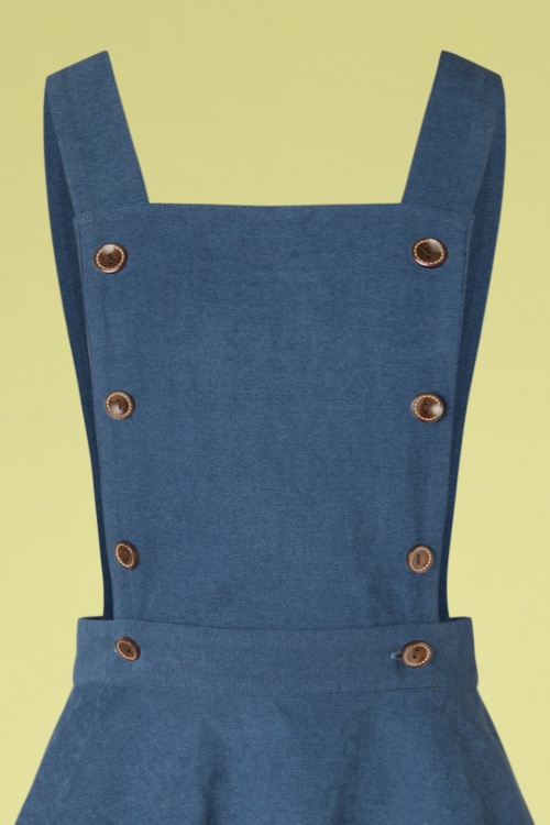 Banned Retro - 50s Book Smart Pinafore Swing Dress in Blue 4