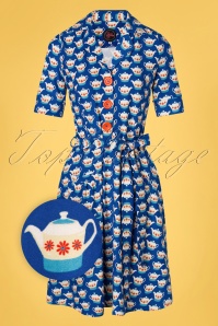 Tante Betsy - 60s Vera Lynn Teapot Dress in Blue
