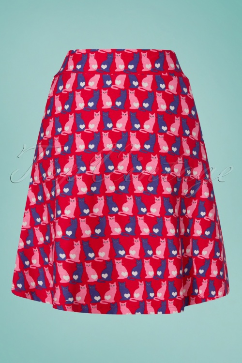 Tante Betsy - 60s Catty A-Line Skirt in Red 3