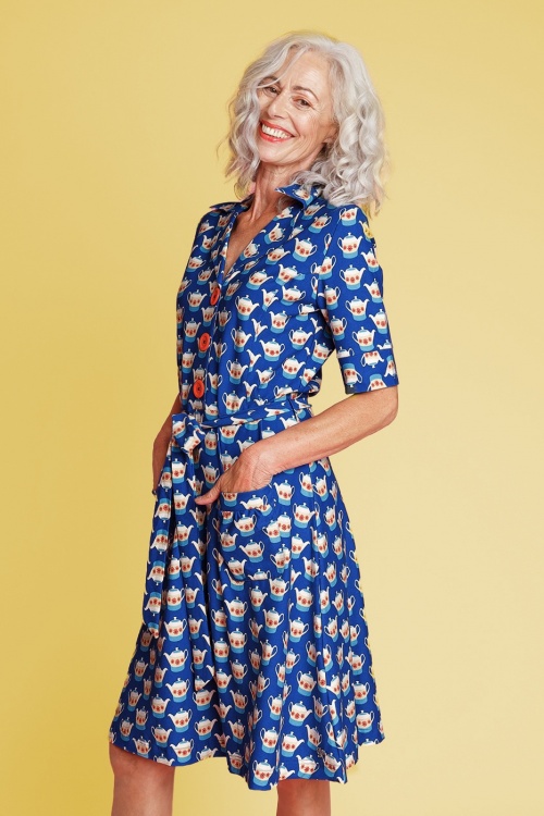 Tante Betsy - 60s Vera Lynn Teapot Dress in Blue 2
