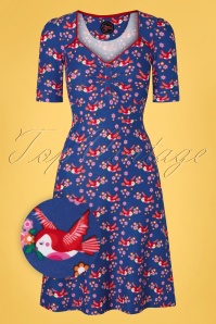 Tante Betsy - Lola Birds Blos jurk in blauw 2