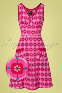 Tante Betsy - Retro A-lijn jurk met madeliefjes in roze 2