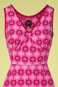 Tante Betsy - Retro A-lijn jurk met madeliefjes in roze 4