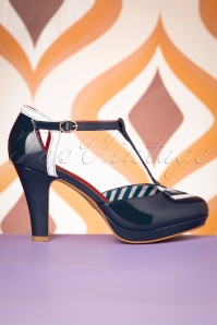 Banned Retro - 50s So Long Sailor T-Strap Pumps in Navy 5