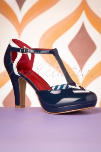 Banned Retro - 50s So Long Sailor T-Strap Pumps in Navy 2