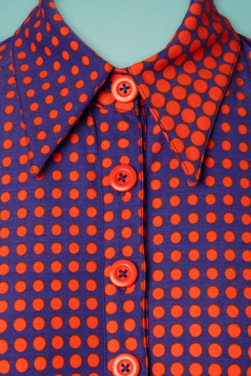 Tante Betsy - 60s Disco Dots Button Blouse in Orange and Purple 3
