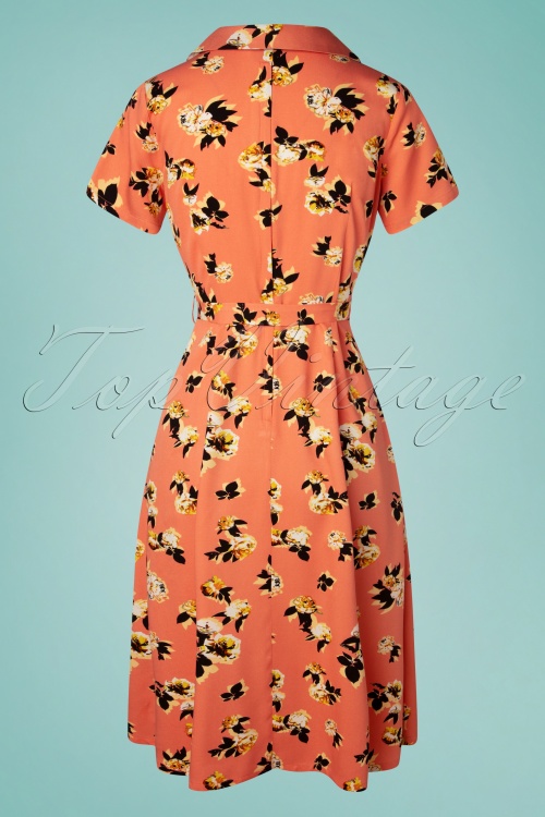 Banned Retro - 40s Sweet Tropicana Swing Dress in Peachy Orange 6