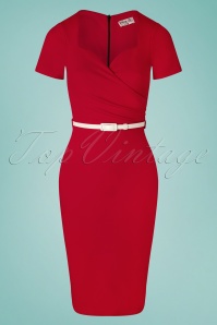 Vintage Chic for Topvintage - Kayla Pencil Dress Années 50 en Rouge Vif 2