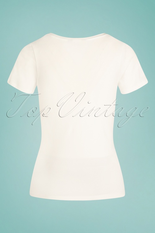 Queen Kerosin - Gearhead T-Shirt Années 50 en Blanc Cassé 2