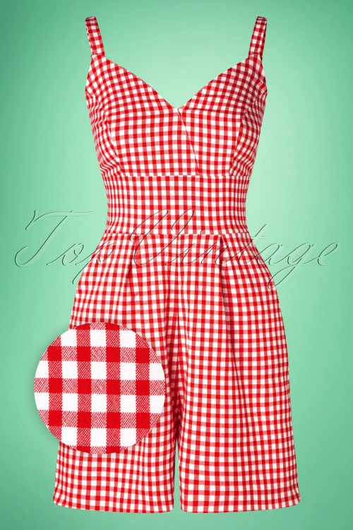 Glamour Bunny - Cindy Playsuit in Rot Gingham 3