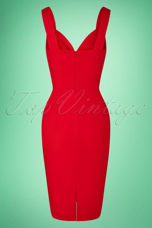 Glamour Bunny - 50s Trinity Pencil Dress in Lipstick Red 6