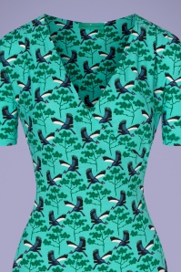 Bakery Ladies - 60s Drape Crane Bird Dress in Lagoon 2