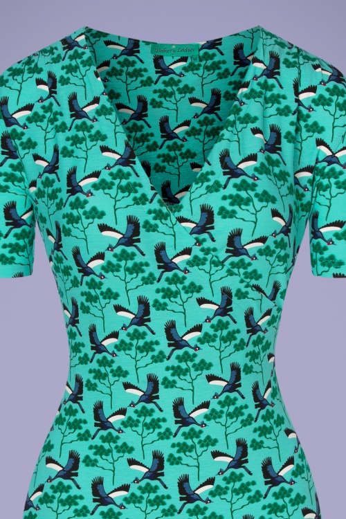 Bakery Ladies - 60s Drape Crane Bird Dress in Lagoon 2