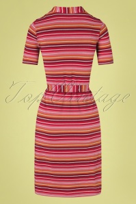 Bakery Ladies - Tulsa Striped Polo Dress Années 60 en Bordeaux 4