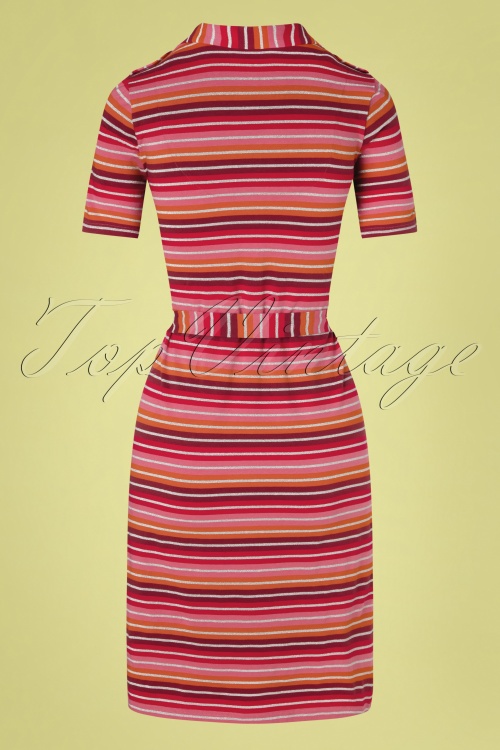 Bakery Ladies - 60s Tulsa Striped Polo Dress in Burgundy 4