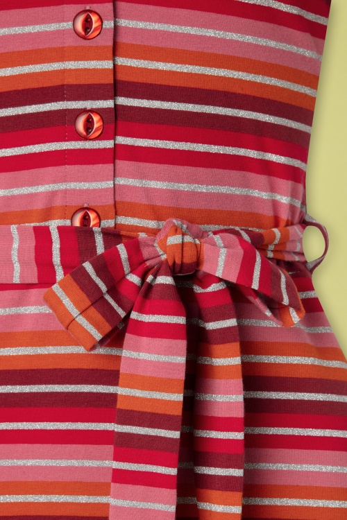 Bakery Ladies - Tulsa Striped Polo Dress Années 60 en Bordeaux 5