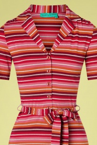 Bakery Ladies - 60s Tulsa Striped Polo Dress in Burgundy 3