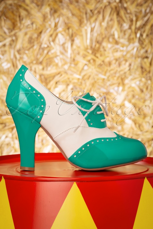 Lola Ramona ♥ Topvintage - 50s June Cotton Candy Shoe Booties in Ivory and Jade 5