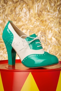 Lola Ramona ♥ Topvintage - June Cotton Candy Shoe Booties Années 50 en Ivoire et Jade 2