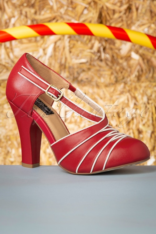 Lola Ramona ♥ Topvintage - June Carnival Party Pumps Années 50 en Rouge et Crème 2