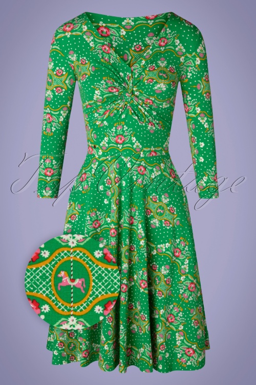 Blutsgeschwister - 60s Hot Knot Carnival Carousel Dress in Green 2