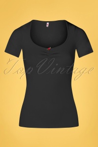 Blutsgeschwister - 50s Logo Feminin Short Sleeve Top in Black