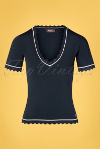4FunkyFlavours - 60s Our Love's in Danger Top in Navy