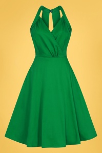 Collectif Clothing - Hadley Plain Swing Dress Années 50 en Vert