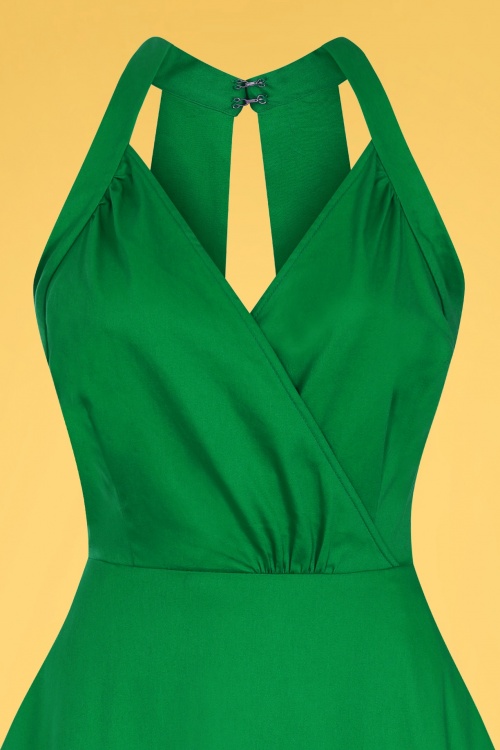 Collectif Clothing - Hadley Plain Swing Dress Années 50 en Vert 3