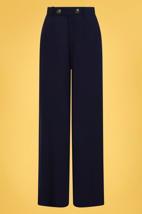 Collectif Clothing - 40s Stella Atomic Star Trousers in Navy
