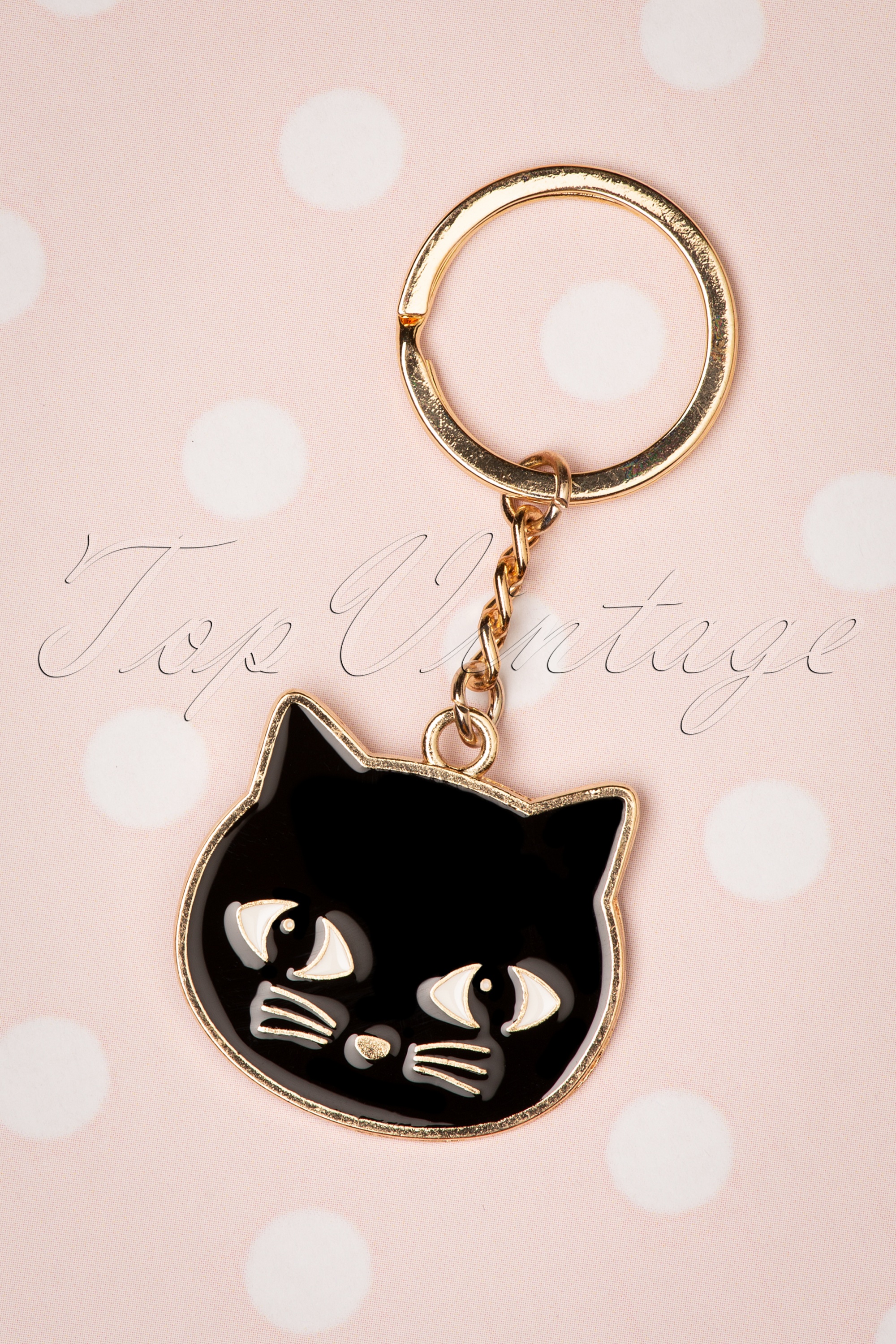 Sass & Belle - Zwarte kat emaille sleutelhanger