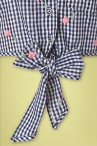 Unique Vintage - Shirley cropped gingham top in blauw 5