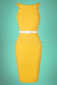 Glamour Bunny - Fiona Pencil Dress Années 50 en Jaune Soleil 4