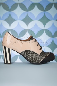 Nemonic - Madison Leather Shoe Booties Années 60 en Nude Pétrole et Noir 4