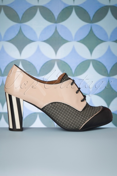 Nemonic - 60s Madison Leather Shoe Booties in Oil Nude and Black 4