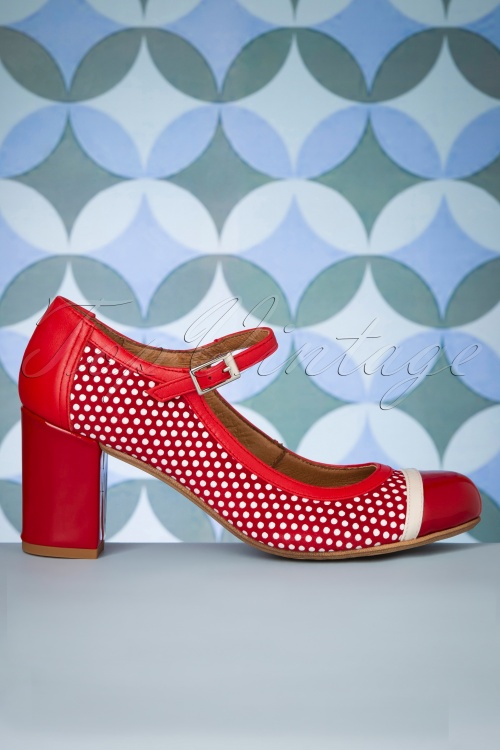 Nemonic 37384 Mary Jane Charol Rojo Heels Pumps Polkadot 20210303 0015W