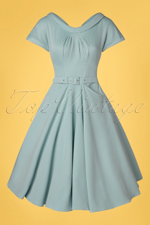 Miss Candyfloss - Lorin Minty swing jurk in ijsblauw 2