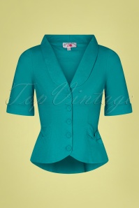 Miss Candyfloss - 50s Shera Blazer Jacket in Turquoise 2