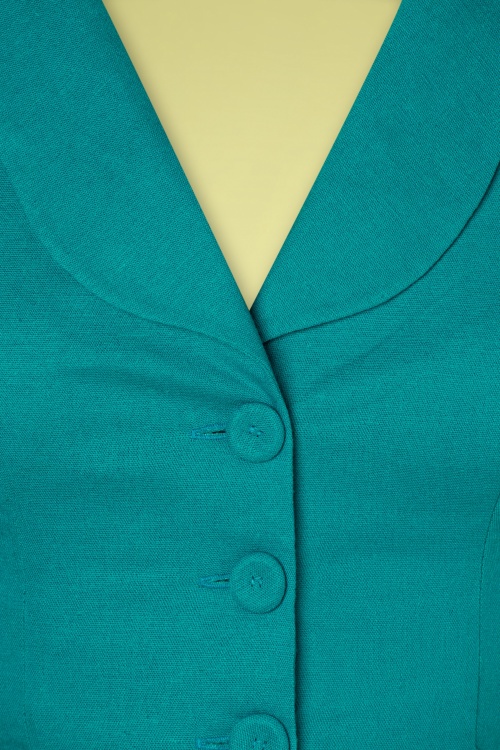 Miss Candyfloss - Shera Blazer Jacket Années 50 en Turquoise 3